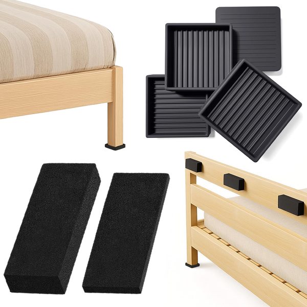 Black EVA Foam Headboard Bumpers + Non-Slip Bed Feet Pads 2 in, 9 + 4 pcs