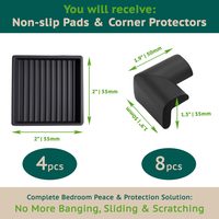 Black Foam Furniture Corner Protectors + Non-Slip Leg Pads, 2.05 × 2.05 in, 8 + 4 pcs — photo 2