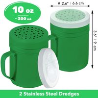 Forest Green Stainless Steel Dredge Shakers with Handle, Medium Holes, 10 oz, Pack of 2 — photo 2