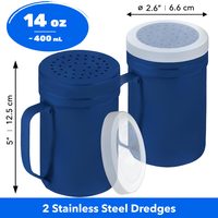 Navy Blue Stainless Steel Dredge Shakers with Handle, Medium Holes, 14 oz, Pack of 2 — photo 2