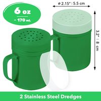 Forest Green Stainless Steel Dredge Shakers with Handle, Medium Holes, 6 oz, Pack of 2 — photo 2