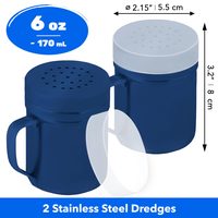 Navy Blue Stainless Steel Dredge Shakers with Handle, Medium Holes, 6 oz, Pack of 2 — photo 2