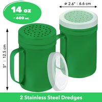 Forest Green Stainless Steel Dredge Shakers with Handle, Medium Holes, 14 oz, Pack of 2 — photo 2