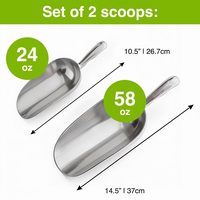 Aluminum Ice Scoops, 24 + 58 oz, Set of 2 — photo 2