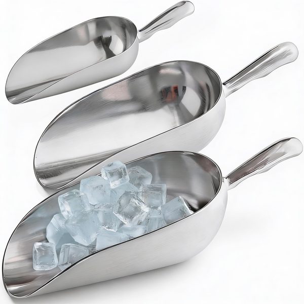 Aluminum Ice Scoops, 24 + 58 + 85 oz, Set of 3