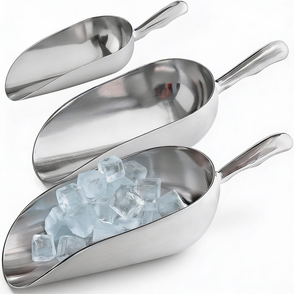 Aluminum Ice Scoops, 24 + 58 + 85 oz, Set of 3