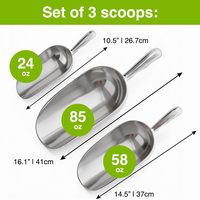 Aluminum Ice Scoops, 24 + 58 + 85 oz, Set of 3 — photo 2