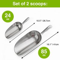 Aluminum Ice Scoops, 24 + 85 oz, Set of 2 — photo 2