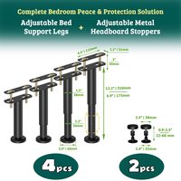 Adjustable Metal Bed Support Legs 6.89–12.20 in + Headboard Stoppers, 4 + 2 pcs — photo 2